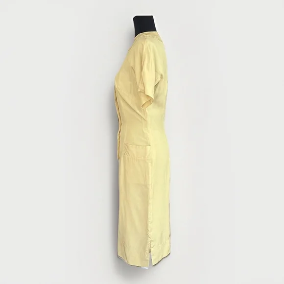 Dynasty for Ambrosine Yellow Silk Pencil Dress Vintage 12 - Picture 2 of 11
